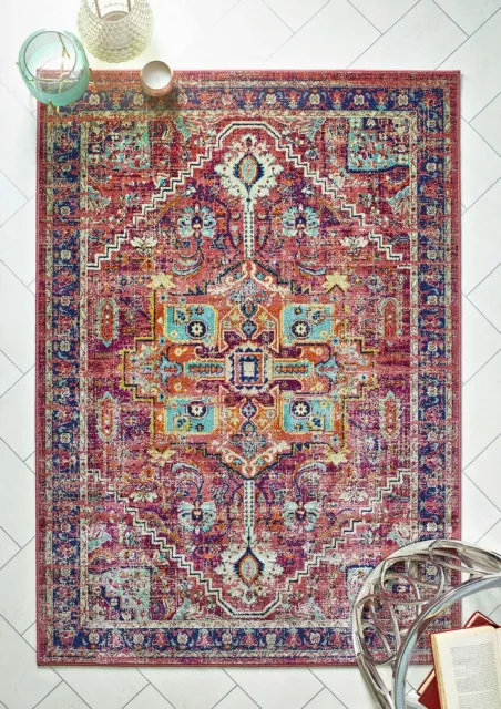 Origins Granada Bright Coloured Boho VintageTurkish Style Rug Pink 160x230cm