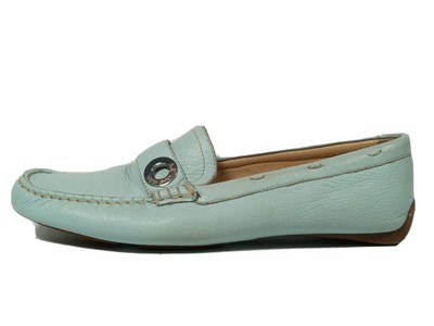 Blue Leather Driving Loafers Shoes Size 