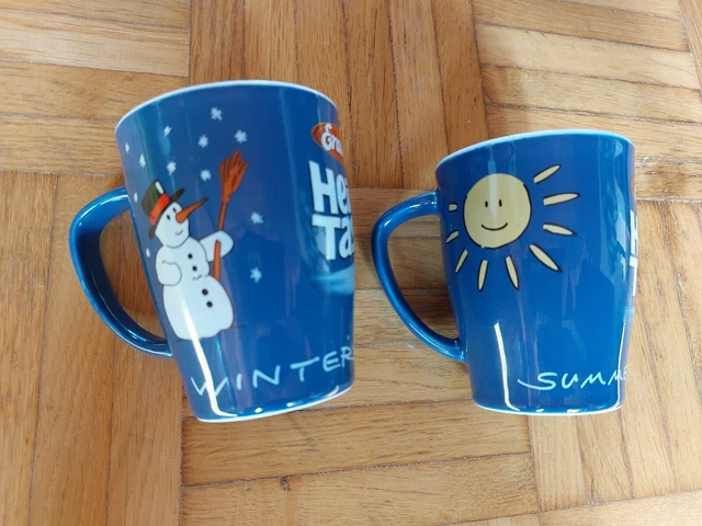2x Porzellan Kaffeebecher Erasco Heisse Tasse Wintertime Summer Sammeltasse