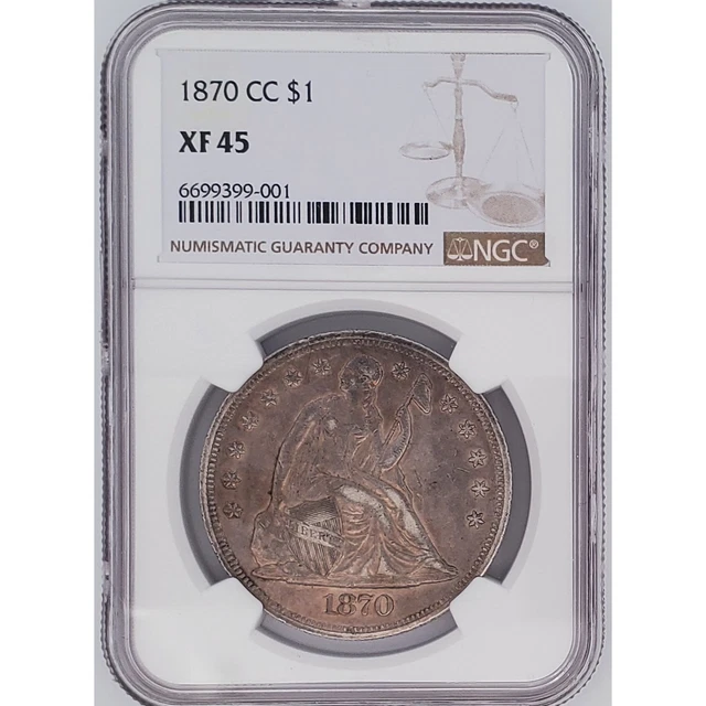 1870-CC Seated Liberty Silver Dollar NGC XF 45
