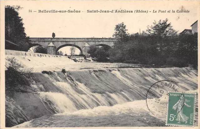 Cpa 69 Belleville Sur Saone Saint Jean D'ardieres Le Pont Et Cascade