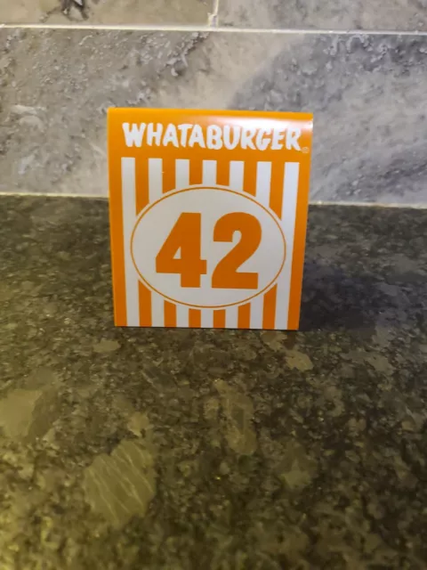 WHATABURGER TABLE TENT No. 42 Place CARD TEXAS HAMBURGER RESTAURANT #42