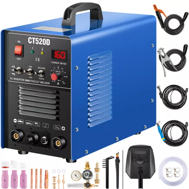 VEVOR CT520D Inverter Welder 50A/200A TIG ARC/MMA Plasma Cutter 110V/220V IGBT