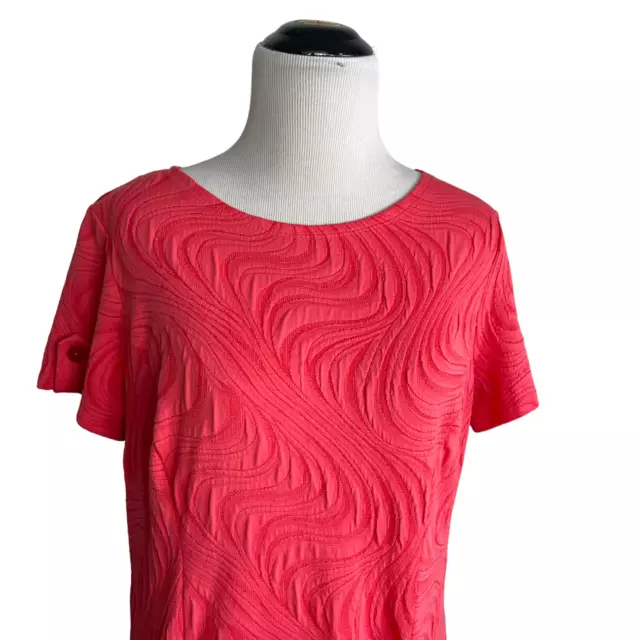 Gabby Skye 10 Pink Fit & Flare Dress Textured Swirl Pattern Short Sleeve 2