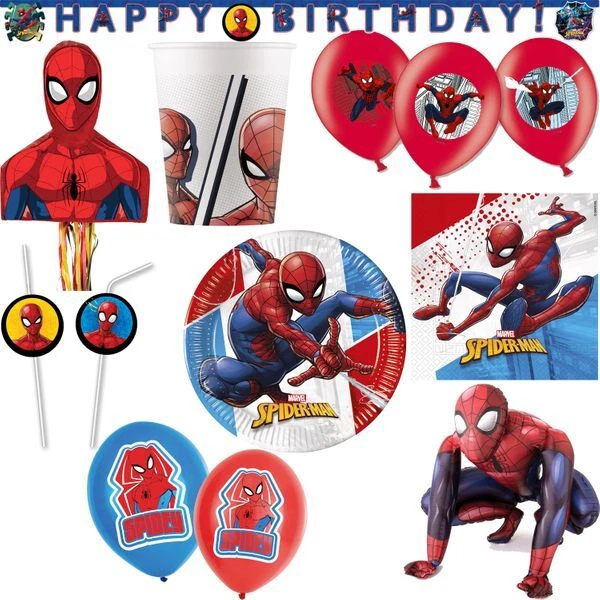 Spiderman Anniversaire D'Enfant Fête Déco Set Compostable Décoration