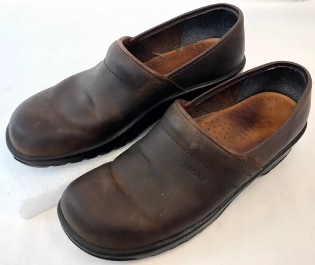 Santina Danish Dark Brown Soft Leather Slip On Mules Clogs Shoes Womens Size 10