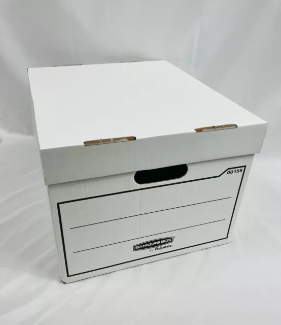 10 St. Bankers Box Aufbewahrungskarton + Deckel Aus Stabiler B-FlutePappe, Weiß