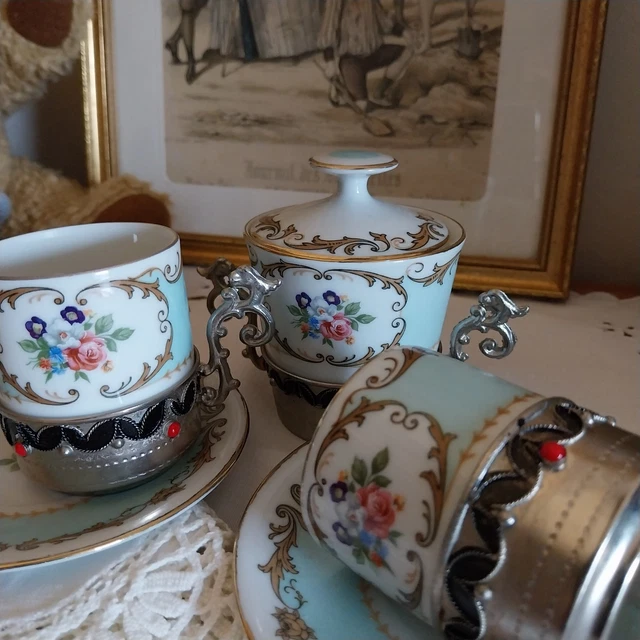 Lot Sucrier Et Bonbonnière En Verre Cobalt Argenté – Vintage France