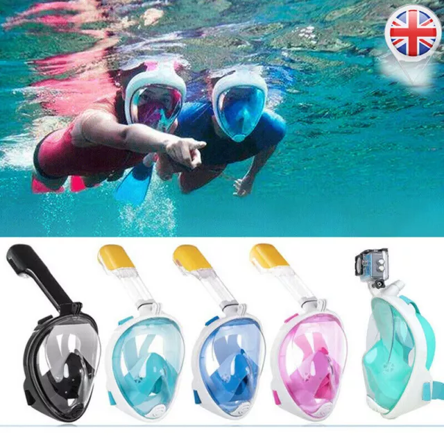 Full Face Snorkel Mask Snorkeling Set Adult Kids Diving Goggles For GoPro Swim