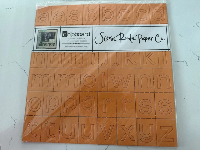 Plantilla de letras minúsculas Scenic Route Paper Co Chipboard alfabeto Redmond naranja