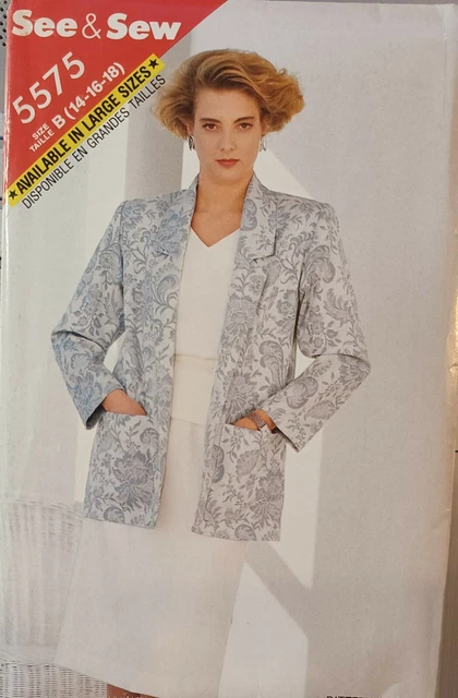 Vtg Butterick See & Sew Pattern 5575 Misses' Jacket, Top, Skirt sz 14 - 18 uncut