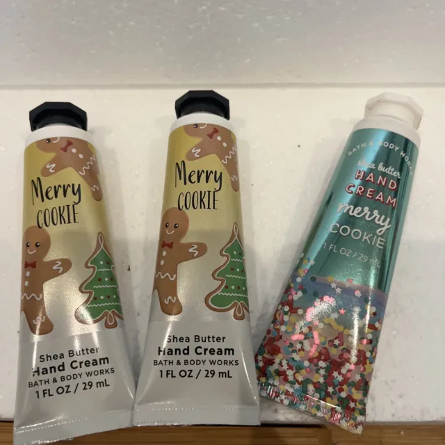 Bath & Body Works Hand Cream with Shea Butter 1oz 3-Pack, Merry Cookie Scent New