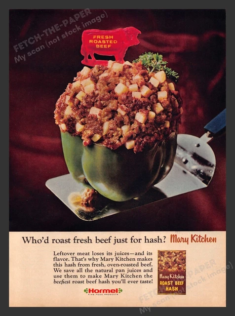 Hormel Mary Kitchen Roast Beef Hash Pepper 1960s Print Advertisement Ad 1965