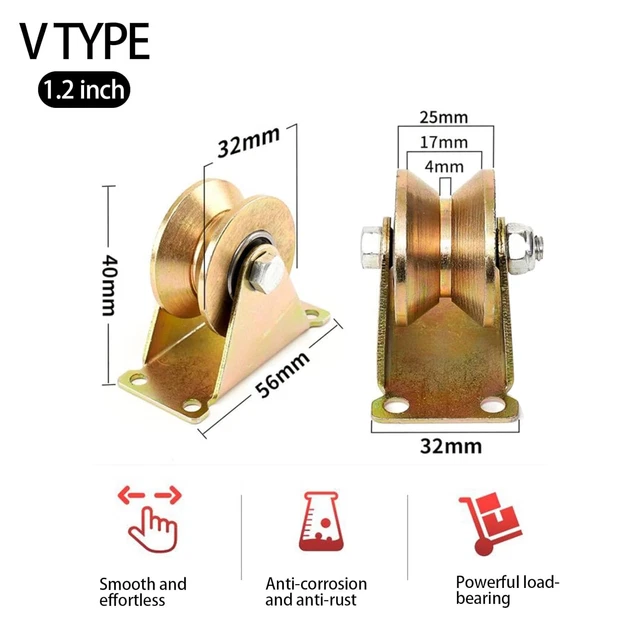 FLOTRUTE 4 Umlenkrollen 30mm - V-Nut Stahl Seilrollen Set