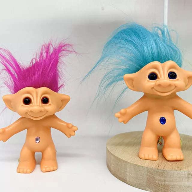 Troll Doll Keychain Good Luck Troll Dolls Key Holder Crazy Colour Hair 10cm 3