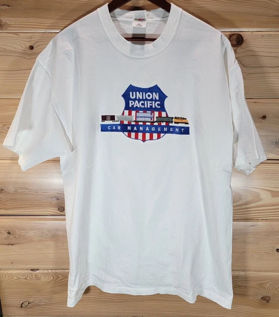 Vintage UNION PACIFIC Railroad T Shirt Car Management Embroidered Size XL