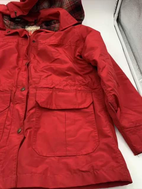 Woolrich Womens Jacket Sz S Wool Lined Parka Red Nylon Hooded 2