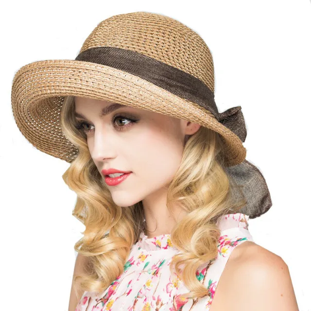 Women Straw Hat Sun Cap Fashion Casual Beach Sun Visor Brim Floppy Hats 4 color