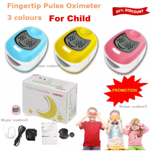 Kids Pediatric SpO2 Finger Pulse Oximeter Heart Rate Meter Blood Oxygen Monitor