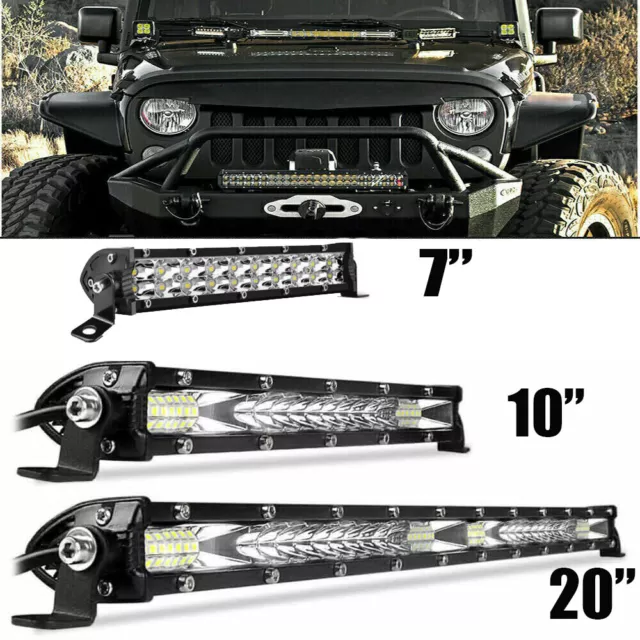 7"10"20" LED Light Bar Spot Flood Combo Work SUV Boat Driving Offroad ATV 4WD US