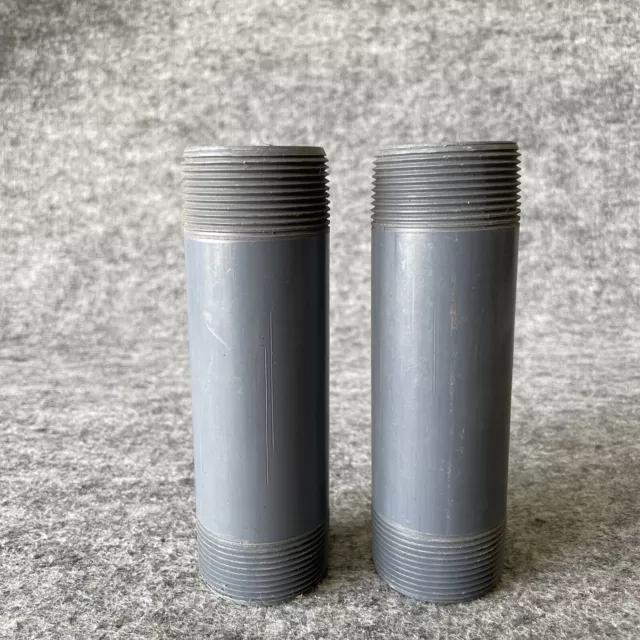 Lot Of 2 886-060 1-1/2" x 6" PVC Sch 80 Threaded Pipe Nipple New