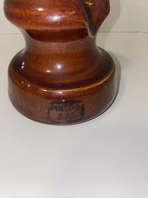 Vintage Pinco-2 223 High Voltage Insulator Electric Brown Ceramic Porcelain 3