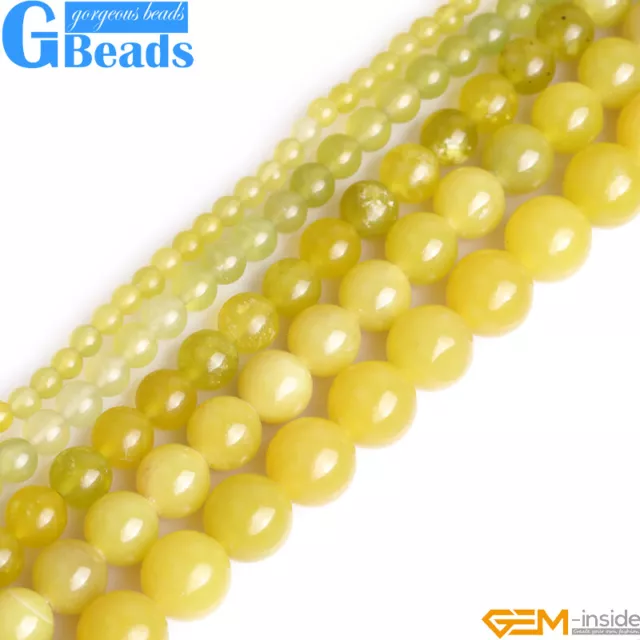 Natural Yellow Lemon Jade Round Spacer Loose Beads 4mm 6mm 8mm 10mm 12mm 16"