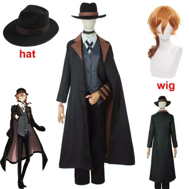 2023 Anime Bungou Stray Dogs Nakahara Chuuya Cosplay Costume Wig Hat Jacket