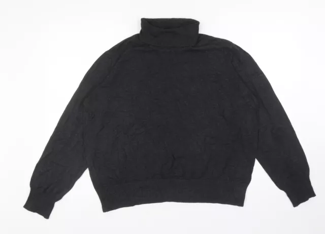 Maglione pullover da donna grigio collo arrotolato viscosa taglia XL