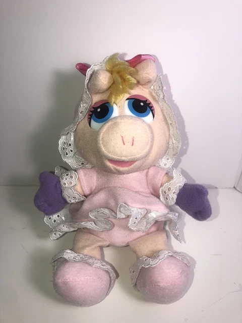 Vintage Miss Piggy Plush 8" Jim Henson's Muppet Babies Pink Dress No Tag