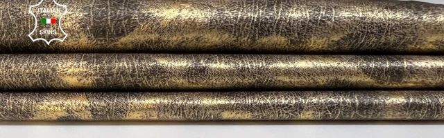 ESTAMPADO DE LEOPARDO DE LATÓN METÁLICO DE COLECCIÓN PIEL DE CABRA DELGADA 7sqf 0.4mm #B5611