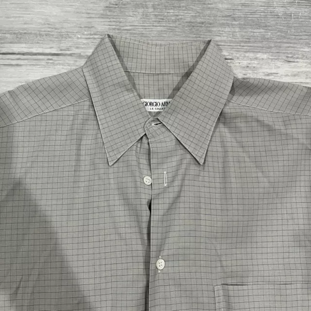 Giorgio Armani Le Collezioni Dress Shirt Mens 16/41 Gray/Black Plaid Long Sleeve