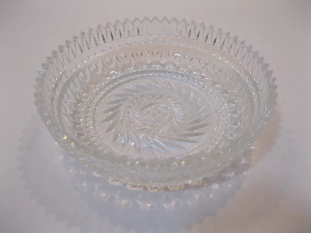 CUT GLASS ROUND SMALL BOWL Candy Dish 6.25 " No Damage Unmarked