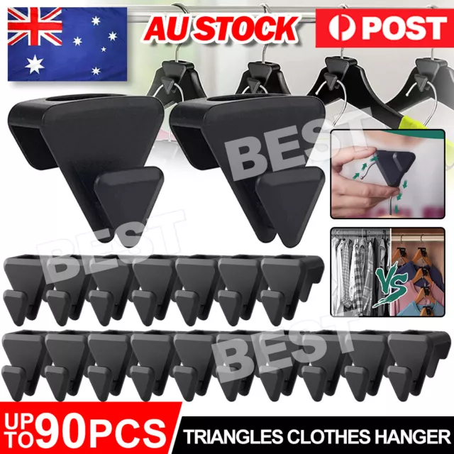 90Pcs Triangles Clothes Hanger Clothes Hanger Connector Hooks Triple Space Saver