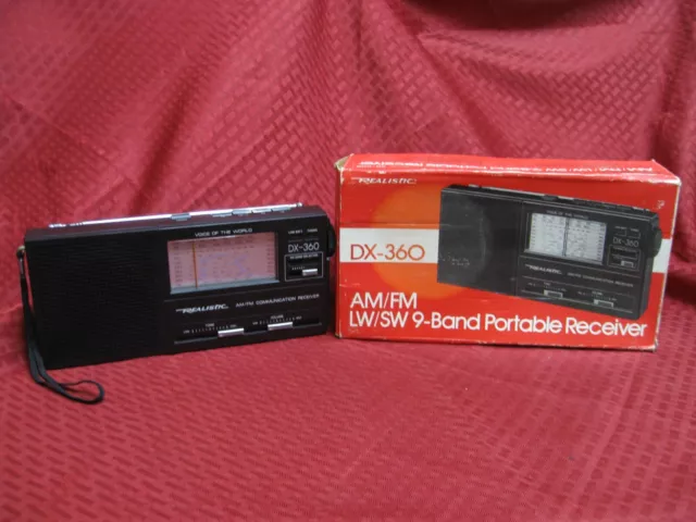 Vintage Realistic DX-360 AM-FM-LW-Short Wave 9-Band Portable Radio, Box