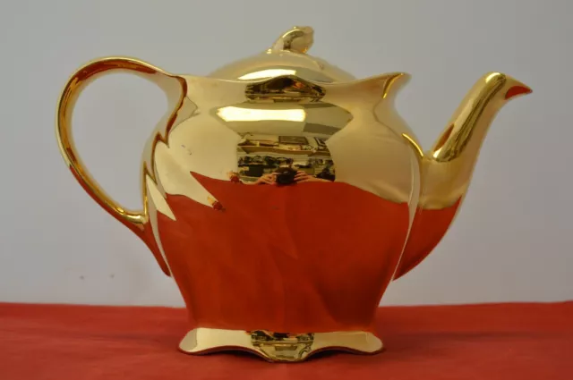 Vintage Royal Winton / Grimwades Golden Teapot, Creamer, & Sugar Bowl (England) 3
