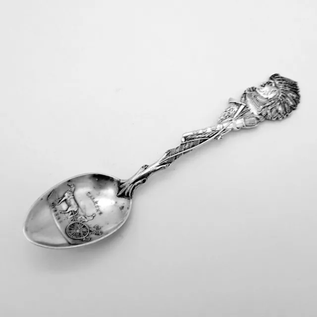 Canadian Caleche Quebec Souvenir Spoon Indian Chief Sterling 1904
