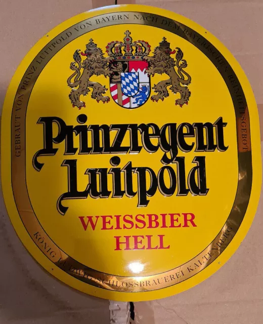 Prinzregent Luitpold Werbeschild Werbetafel Vintage Schild Emailleschild Weissbi