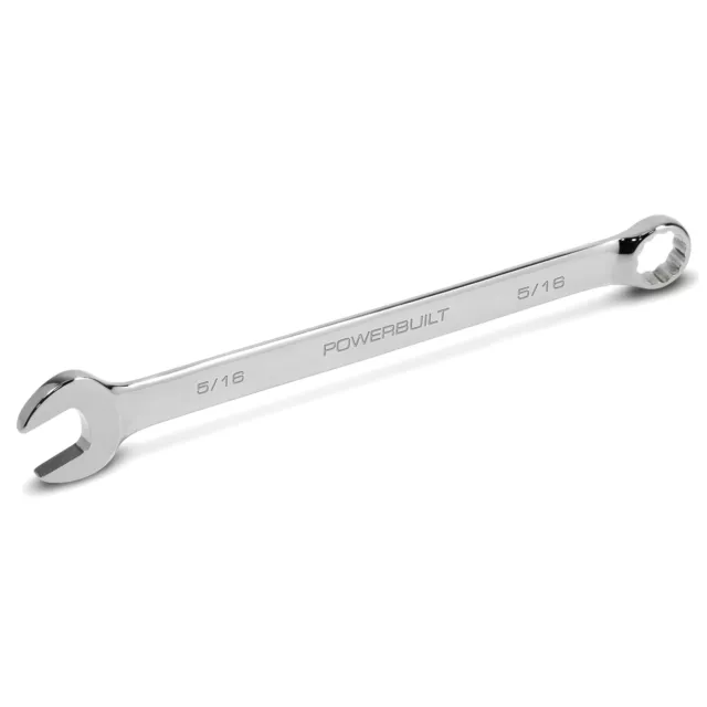 Powerbuilt 5/16 Inch Fully Polished Long Pattern SAE Combination Wrench - 640476