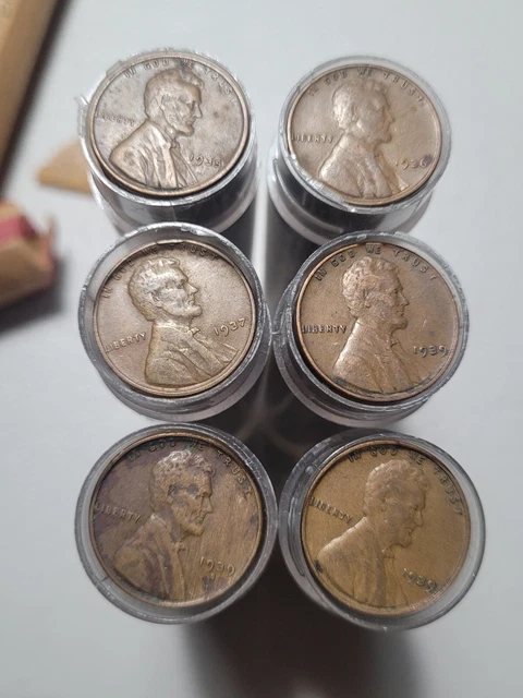 SET 1935 - 1937, 1939, 1939 S Lincoln Cents/Wheat Penny Roll