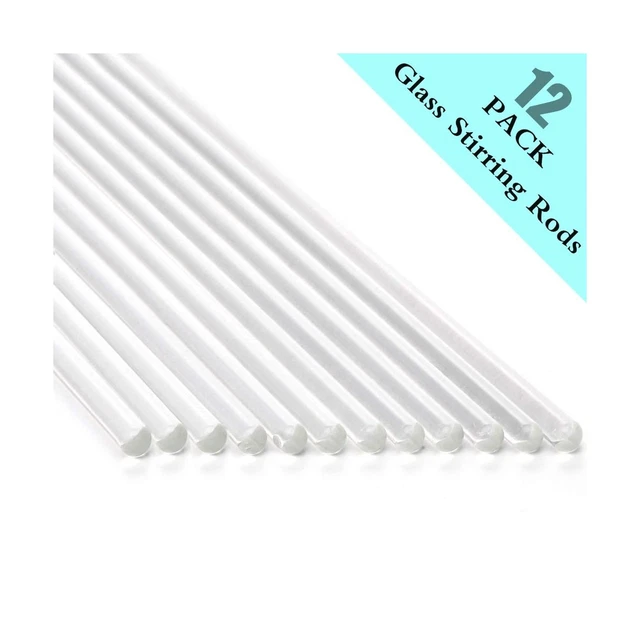 12 Pack Glass Stir Sticks 5mm Lab Stirring Rod 12 inch Length with Both Ends ...