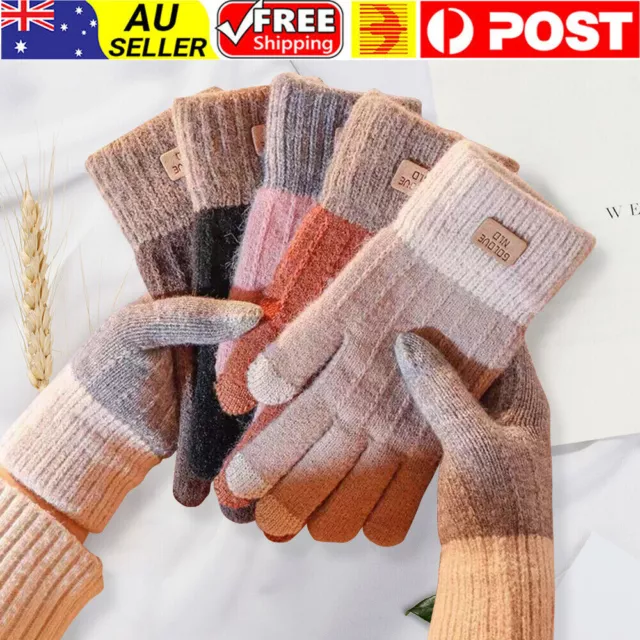 Women Ladies Winter Gloves Touch Screen Thermal Soft Warm Fleece Lined Knitted