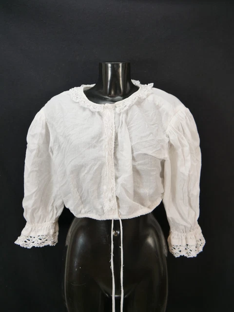 Camicia Dirndl taglia 50 bianca camicetta per Dirndl cotone con pizzo B10079