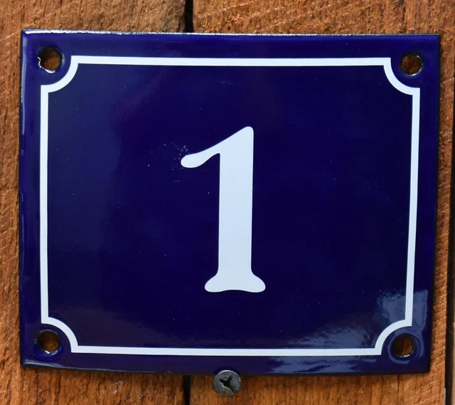 Vintage Style Blue Enamel Porcelain French House Number Door Steel Metal Sign 1