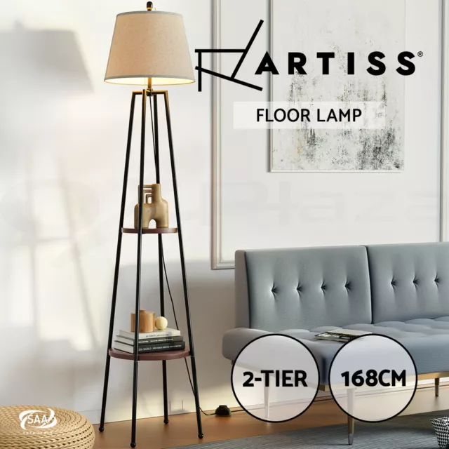 Artiss Floor Lamp Shelf Stand Modern LED Storage Shelves Living Room Light