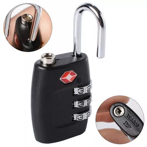 3-Dial TSA Combination Padlock Luggage Suitcase Bag Travel Security Lock Black