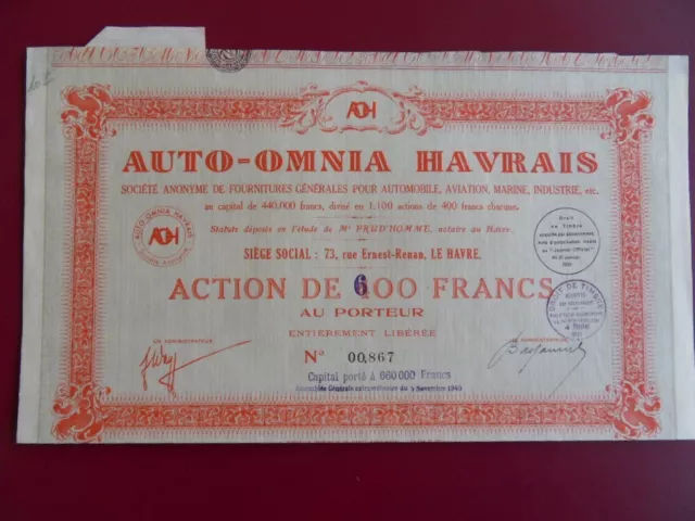 Rare Action Auto-Omnia Havrais / Tirage 1100