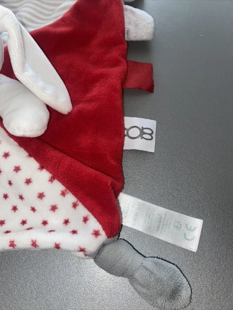 DOUDOU LAPIN PLAT GRIS ROUGE BLANC ETOILES Rouge Obaibi Okaidi 3