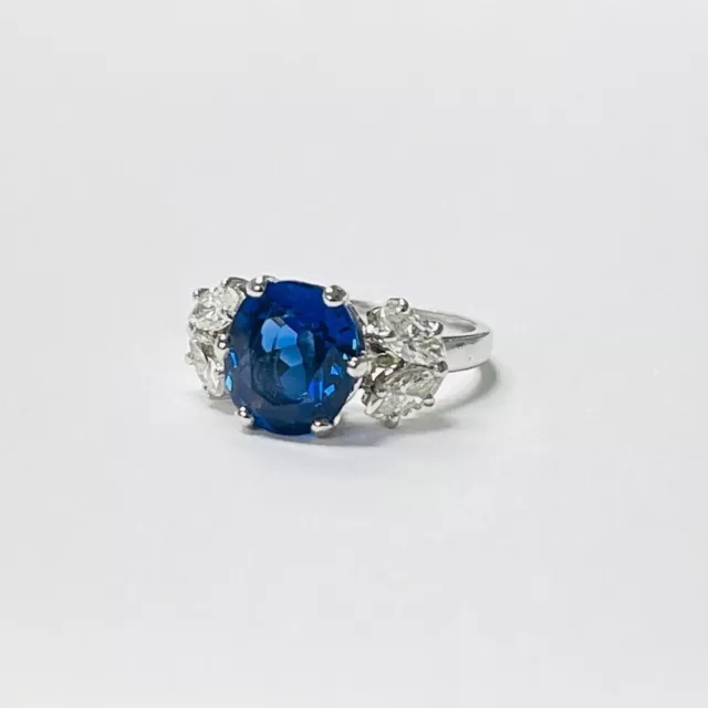 ENGAGEMENT PLATINUM RINGS 4.20 Carat Diamond Certified Lab Created Blue ...