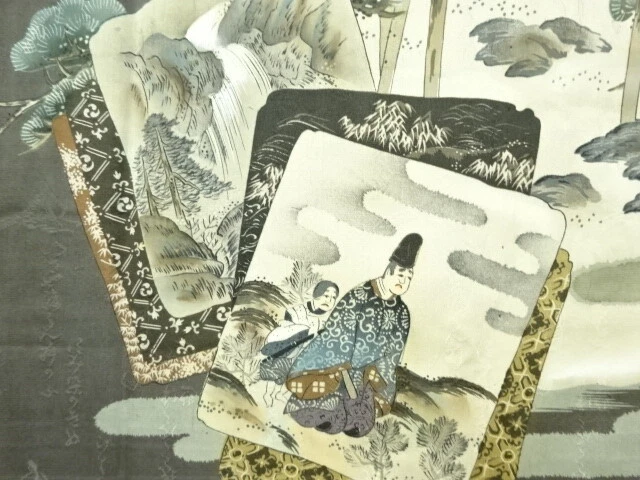 6570659: JAPANESE KIMONO / ANTIQUE MENS HAORI / TSUMUGI / PEOPLE IN THE PAST (li